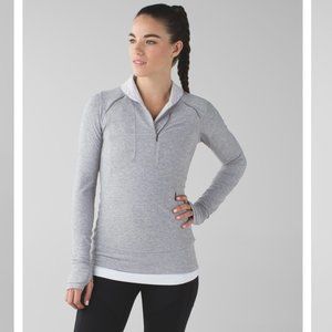 Lululemon | Think Fast Pullover in Heathered Slate / Tonka Stripe Sz. 4